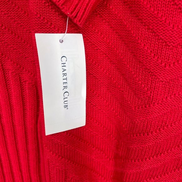 Charter Club Mixed-Stitch Mock-Neck Sweater Ravishing Red Size XL - E19 - Picture 7 of 11